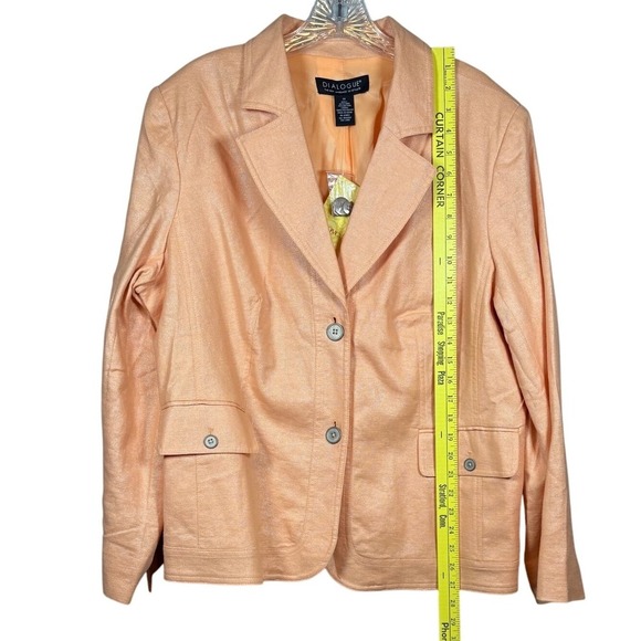 NWT Dialogue Linen Jacket, Peach, Plus Size 1X - Picture 4 of 10